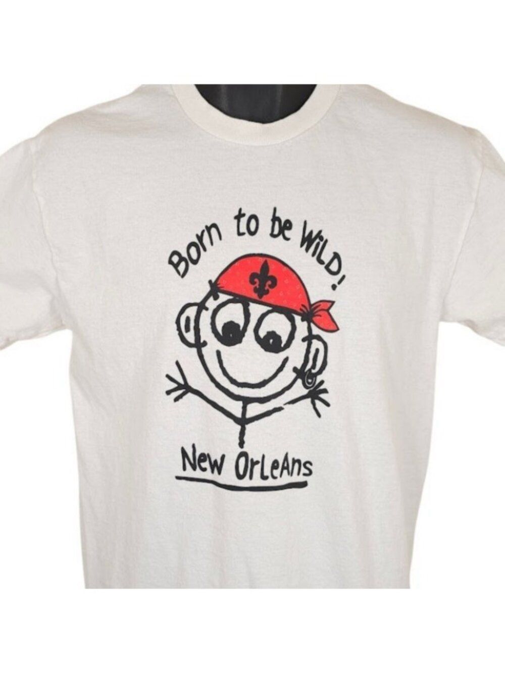 New Orleans T Shirt Mens Size Medium White Born To Be Wild Pirate